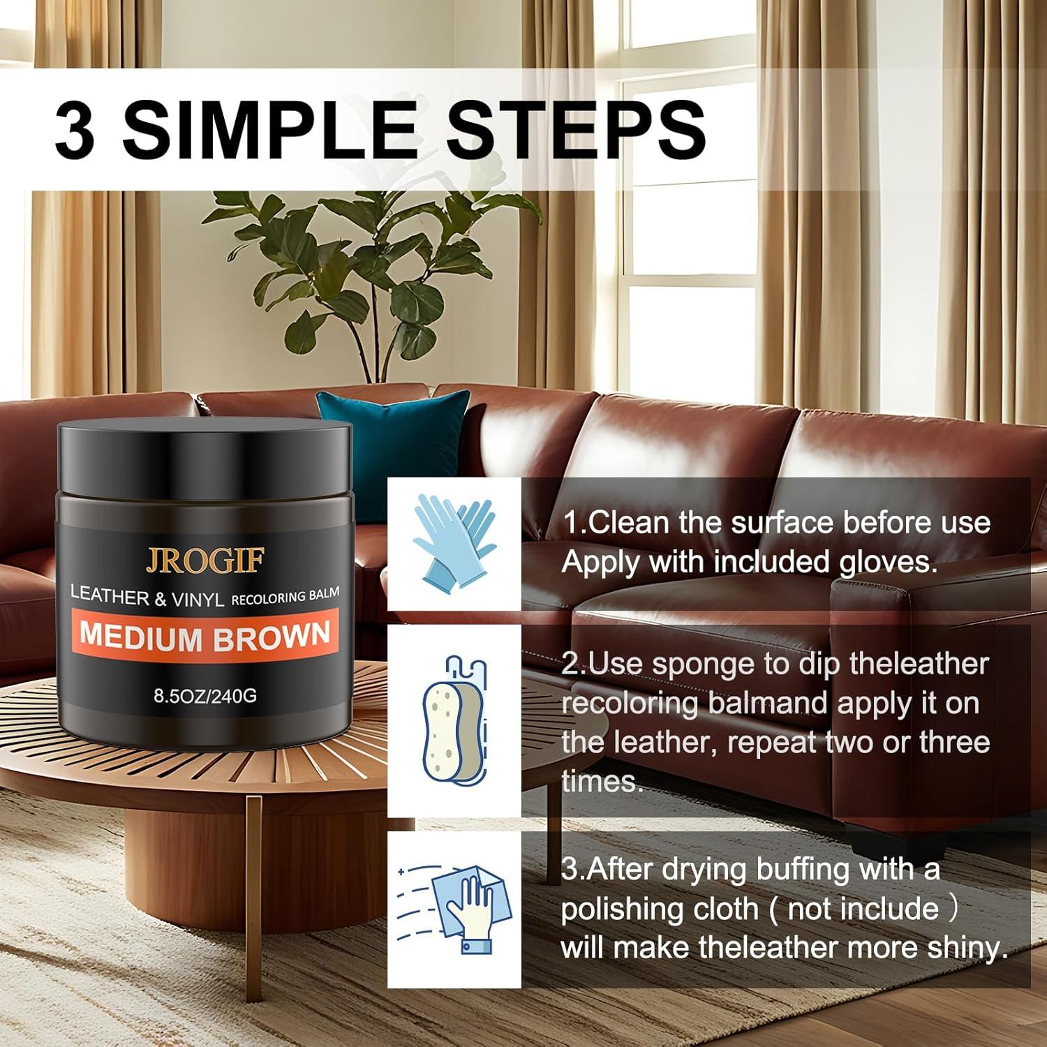 Bálsamo Restaurador de Color de Cuero JROGIF Marrón Medio 240g