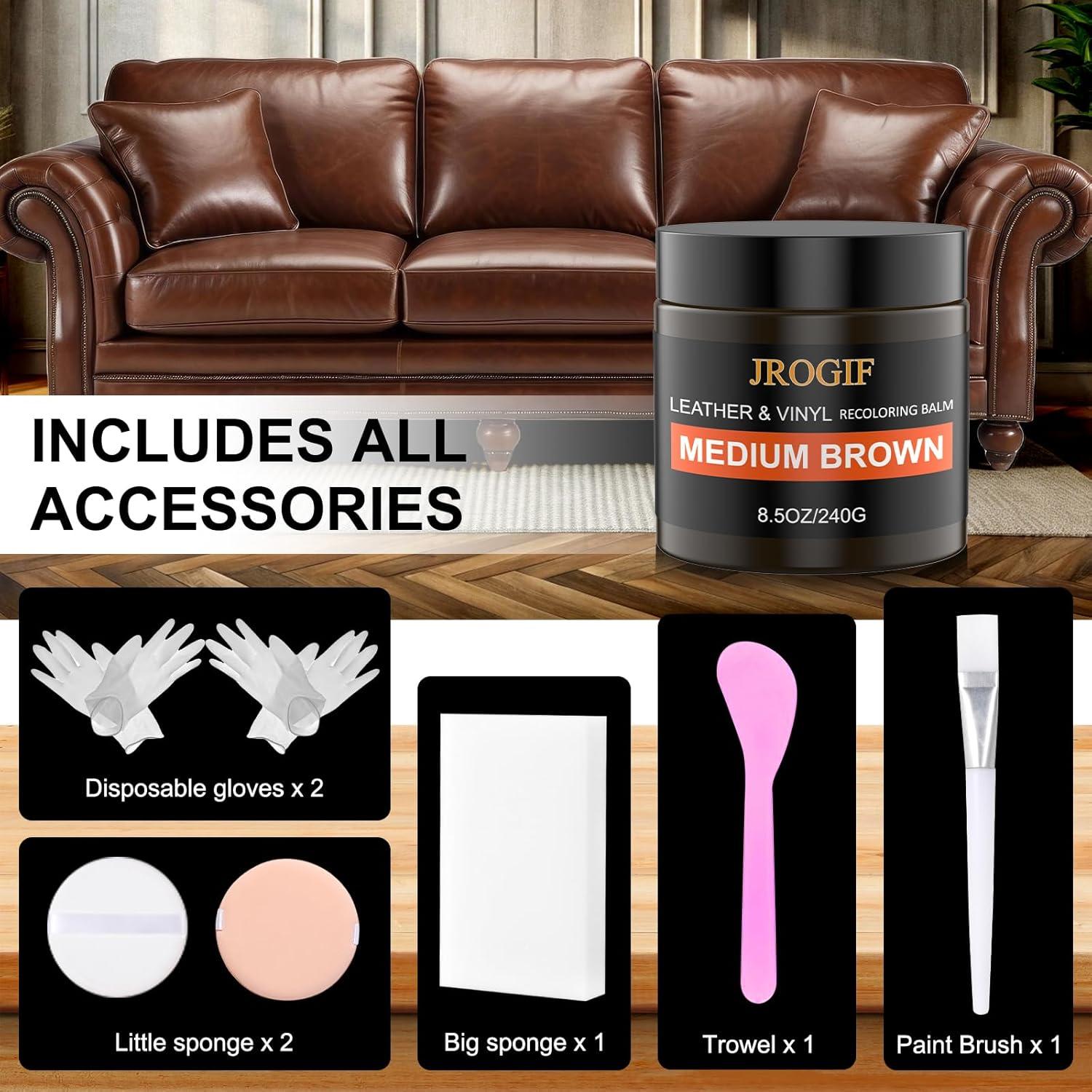 Bálsamo Restaurador de Color de Cuero JROGIF Marrón Medio 240g