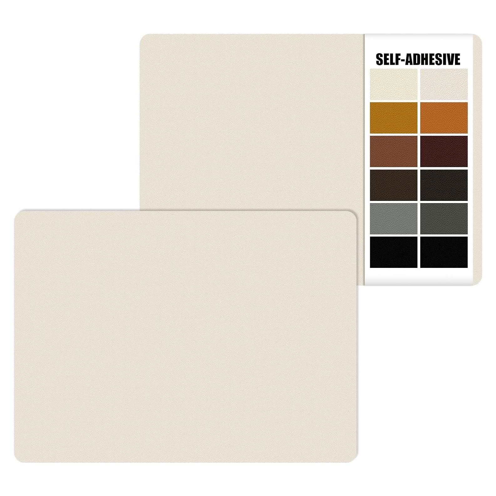 Parche de Reparación de Cuero Autoadhesivo IANZE 2 Pcs Blanco Crema