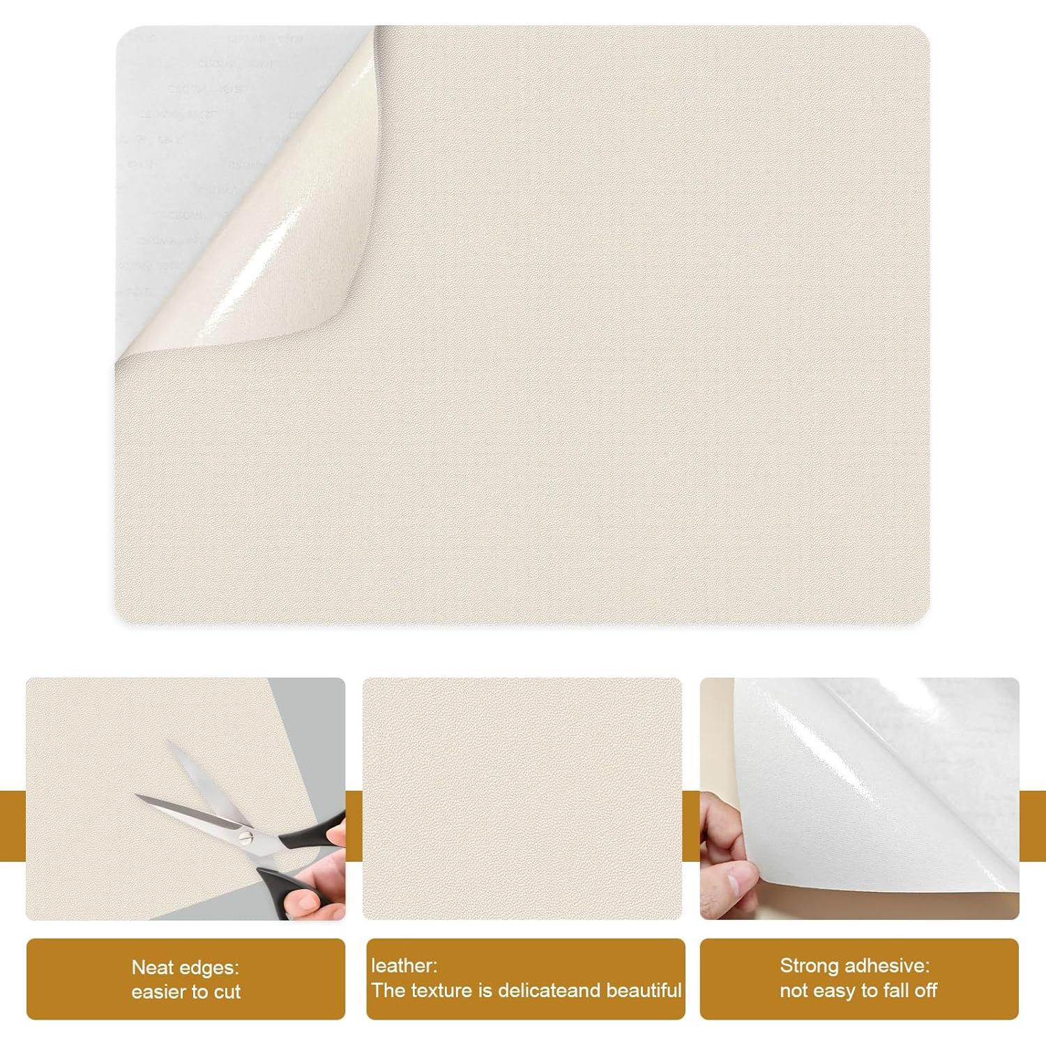 Parche de Reparación de Cuero Autoadhesivo IANZE 2 Pcs Blanco Crema