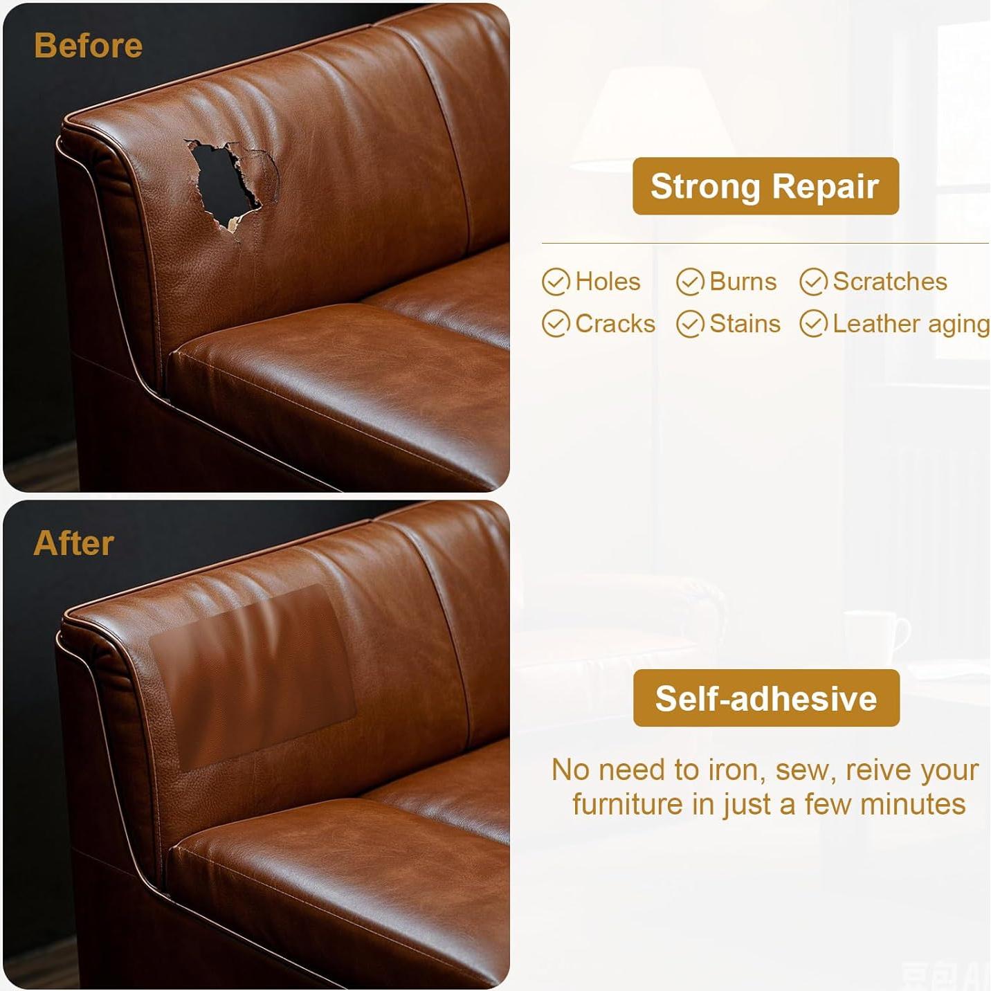 Parche de Reparación de Cuero Autoadhesivo IANZE 2 Pcs Blanco Crema