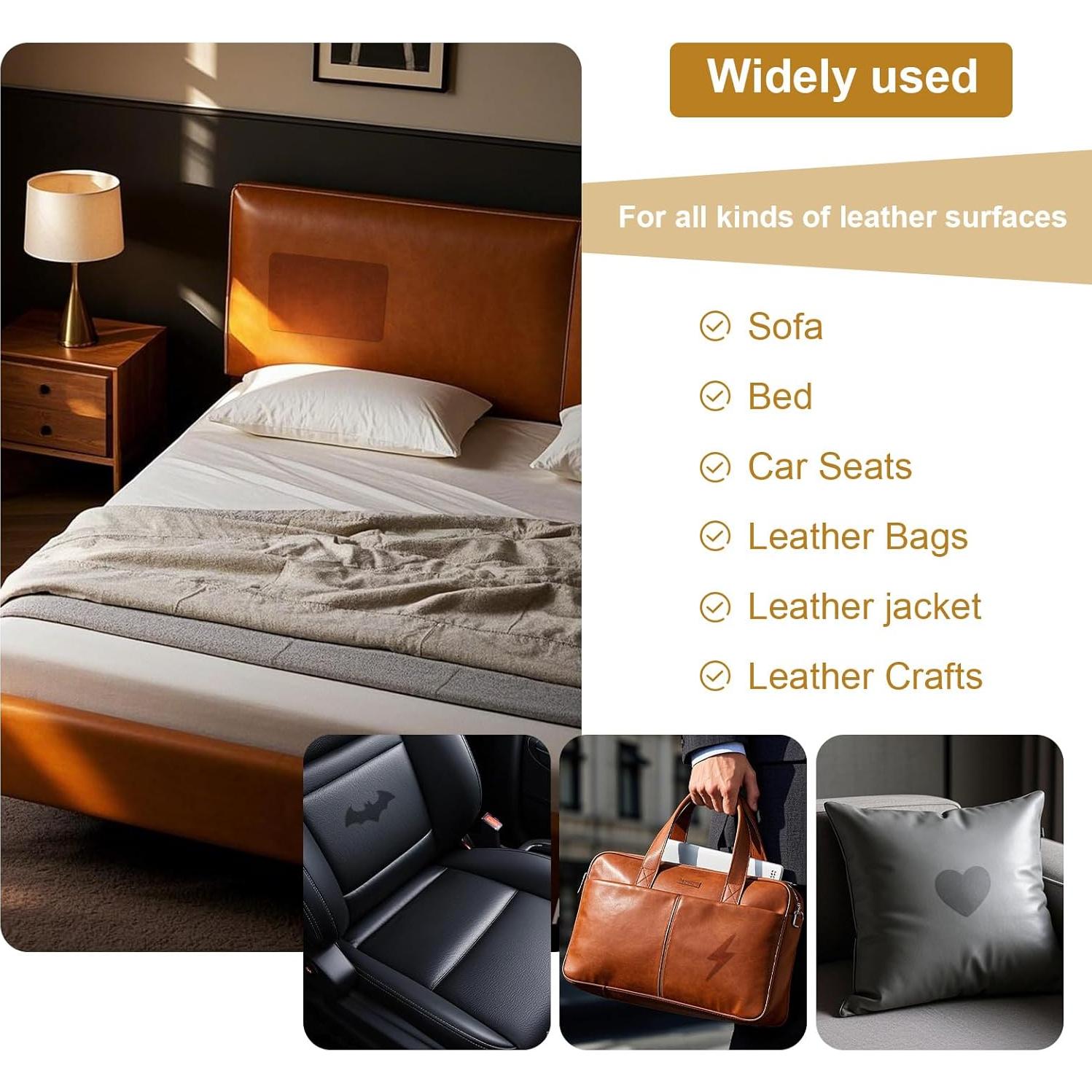 Parche de Reparación de Cuero Autoadhesivo IANZE 2 Pcs Blanco Crema