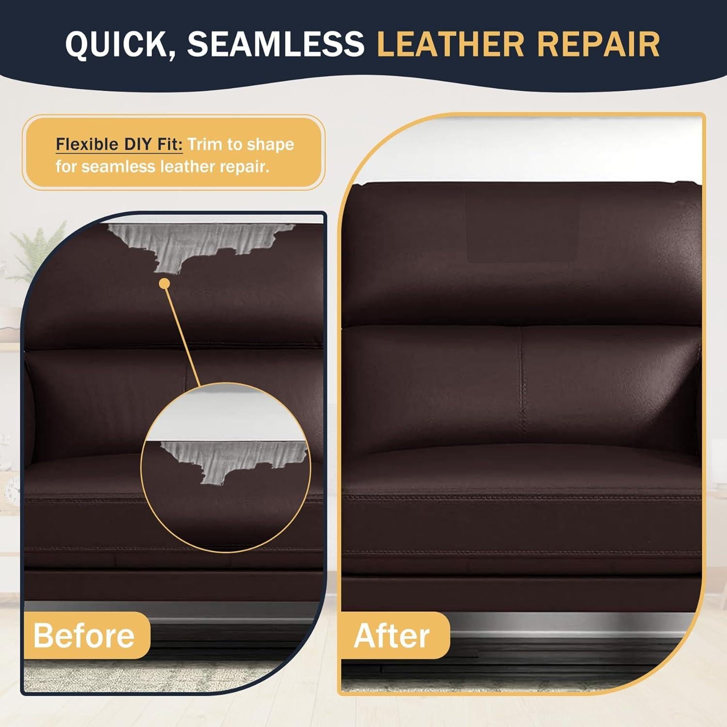 Kit de Parche de Cuero Autoadhesivo RYANER 6 Piezas 20x28cm