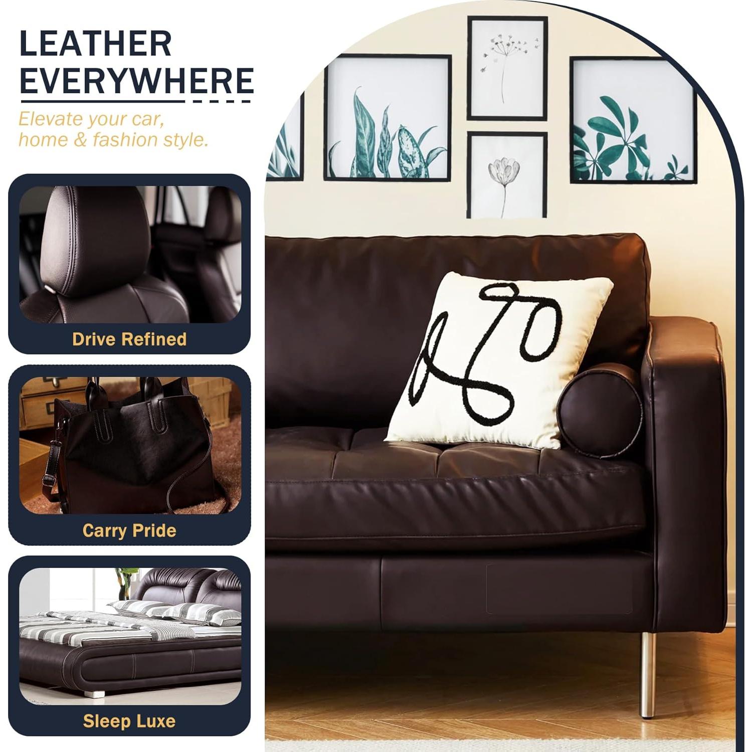 Kit de Parche de Cuero Autoadhesivo RYANER 6 Piezas 20x28cm