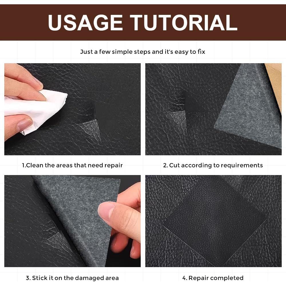 2 Parches de Reparación de Cuero HABNVUON 20x10 cm Gris