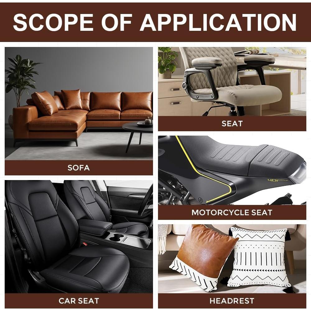 2 Parches de Reparación de Cuero HABNVUON 20x10 cm Gris