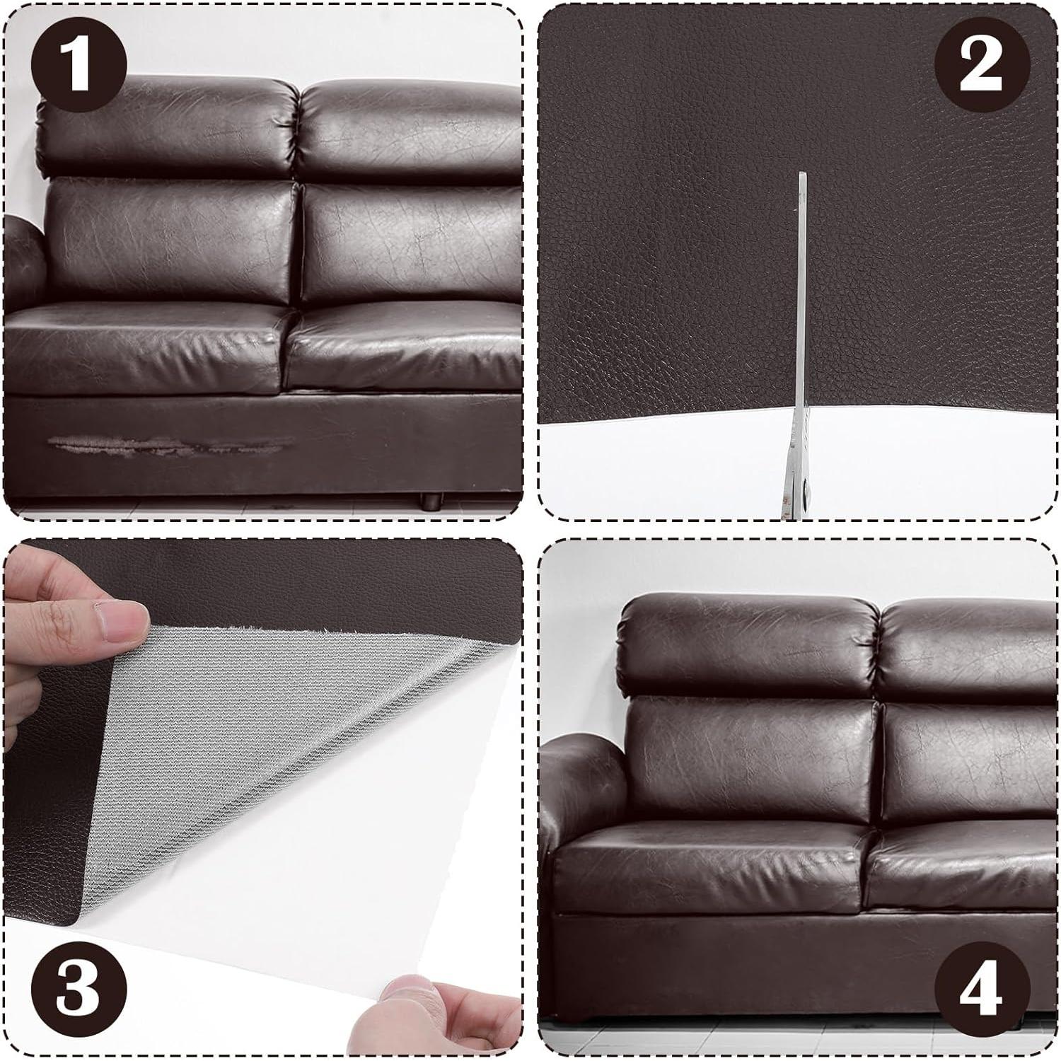 Parche de Reparación de Cuero Sintético Abeillo 45x450 cm Marrón