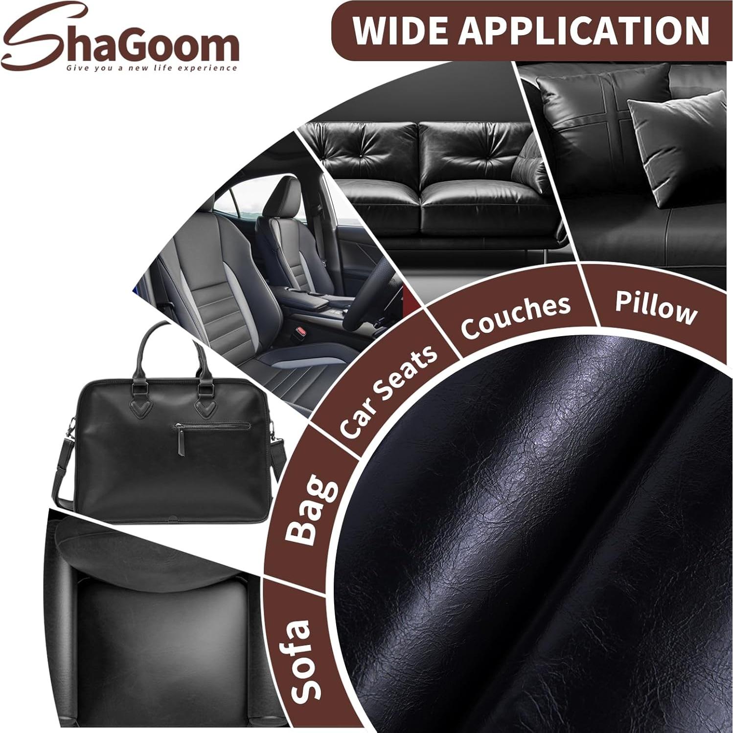 Parche de Reparación de Cuero PU Shagoom 43x200 cm Negro