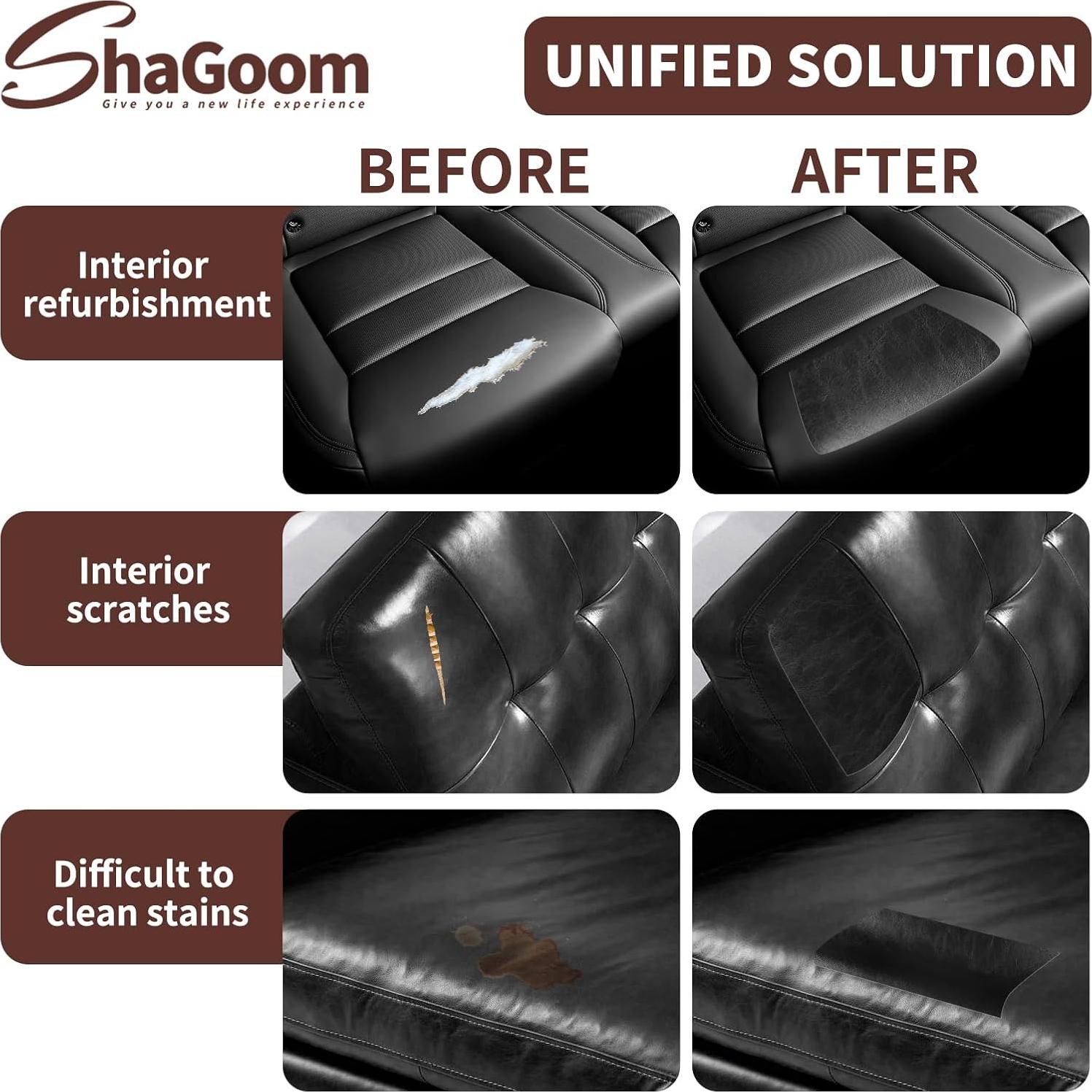 Parche de Reparación de Cuero PU Shagoom 43x200 cm Negro