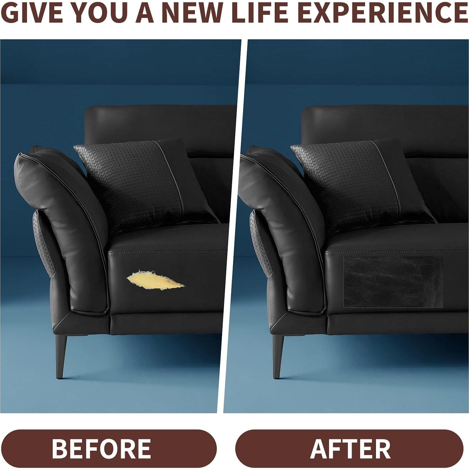 Parche de Reparación de Cuero PU Shagoom 43x200 cm Negro