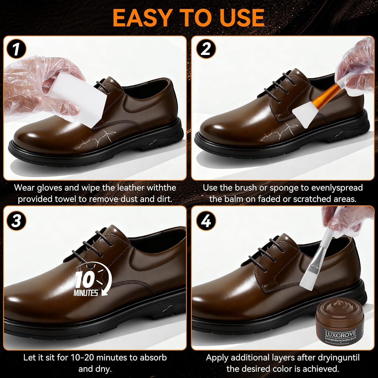 Bálsamo de Recoloración de Cuero LUXGROVE Marrón Oscuro 50ml