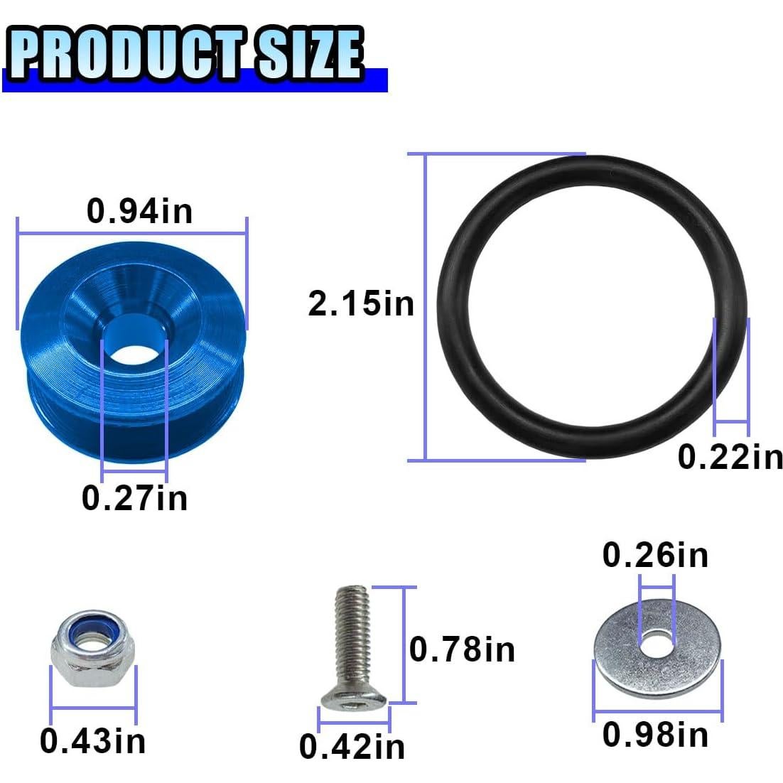 Kit de Sujetadores de Liberación Rápida LHDOS para Parachoques Azul