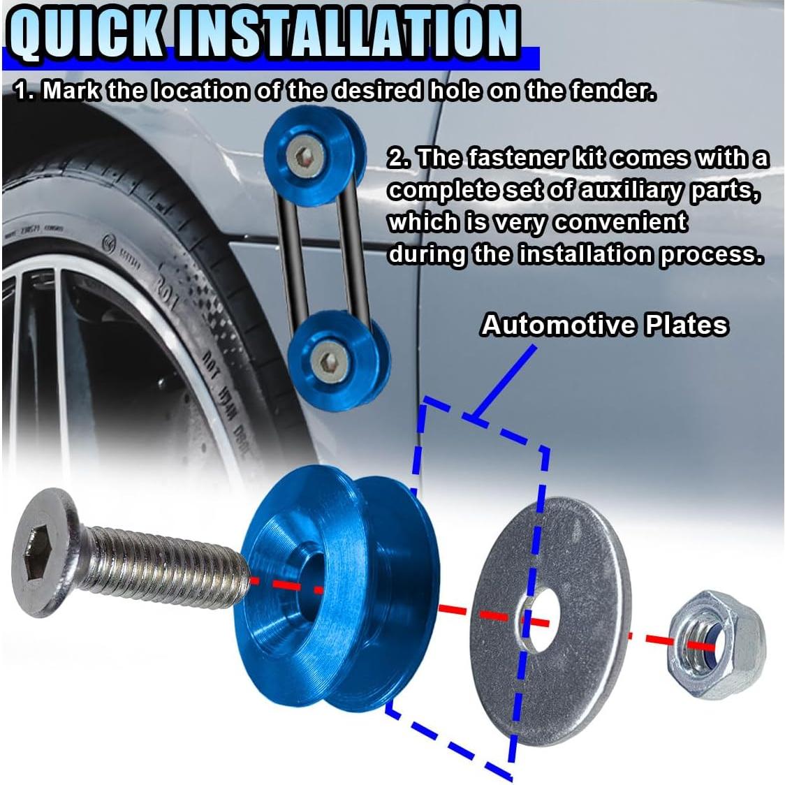 Kit de Sujetadores de Liberación Rápida LHDOS para Parachoques Azul