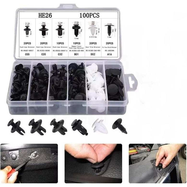 Kit de 100 Clips de Parachoques Nylon ZMSHANGMAO 6 Tamaños