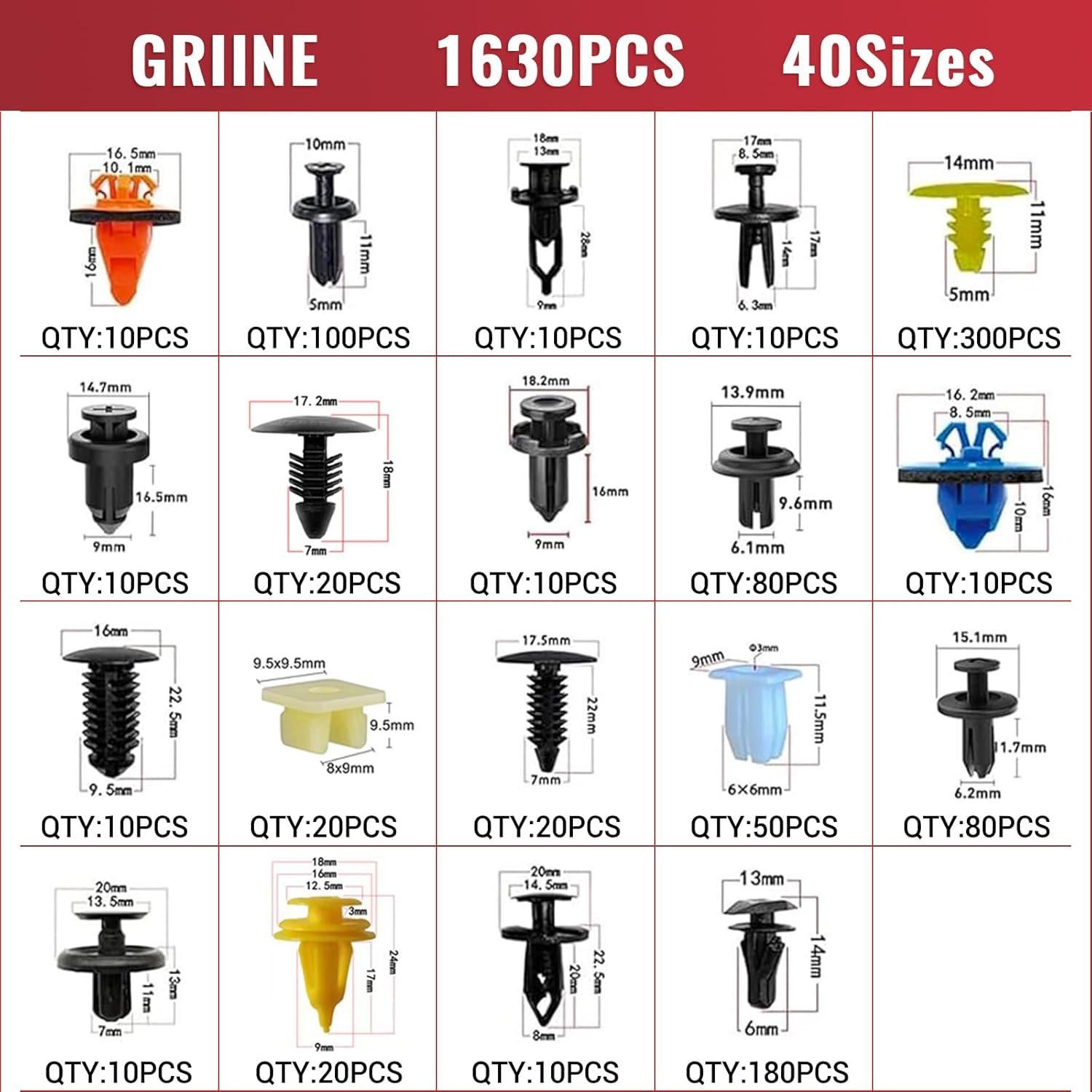 Kit de Clips de Panel de Puerta Griine 1931 Pcs 40 Tamaños