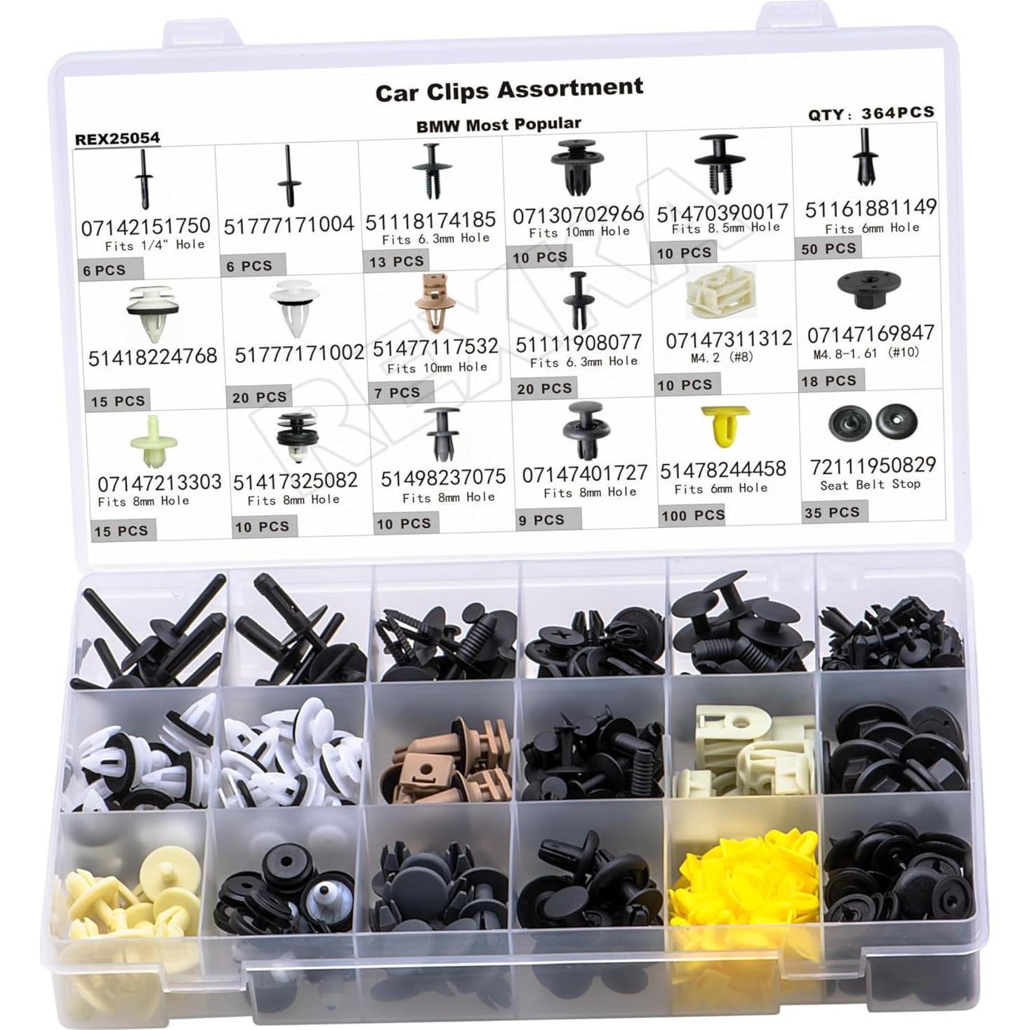 Kit de Sujetadores Rexka 365pcs para BMW y Mini - Clips de Reemplazo