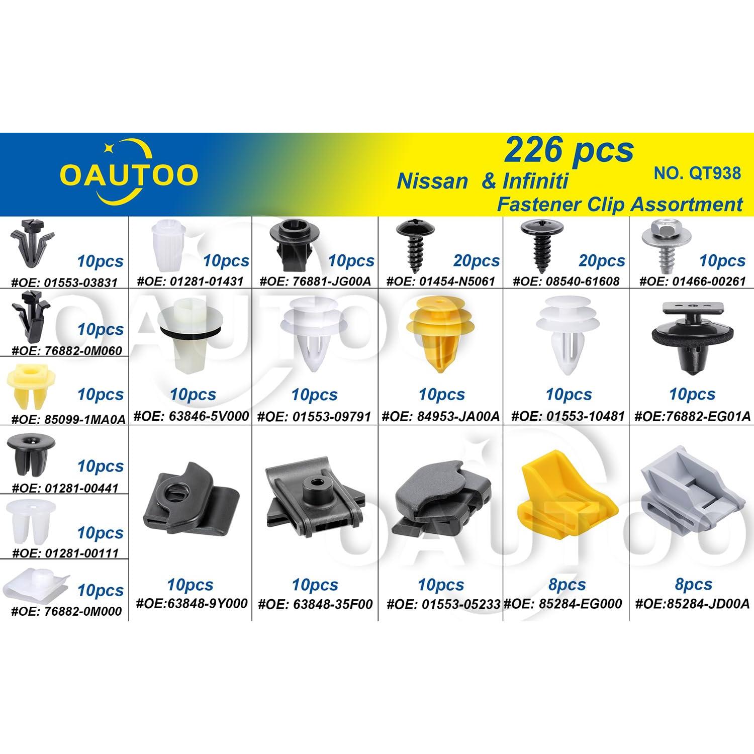 Kit de Clips de Retención OAUTOO 226 Piezas para Nissan e Infiniti