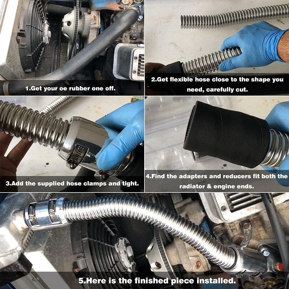 Kit de Manguera de Radiador Flexible WENJTP 121.92 cm Acero Inoxidable