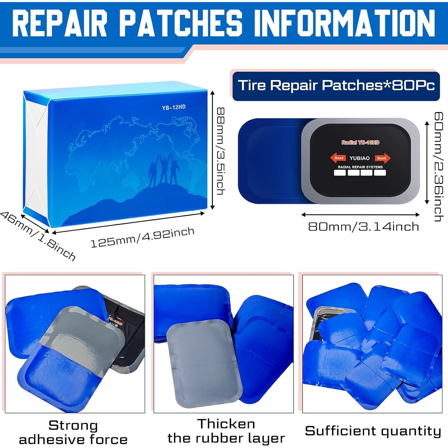 Kit de Parches para Neumáticos Tallew 60 Pcs 6.5x8 cm