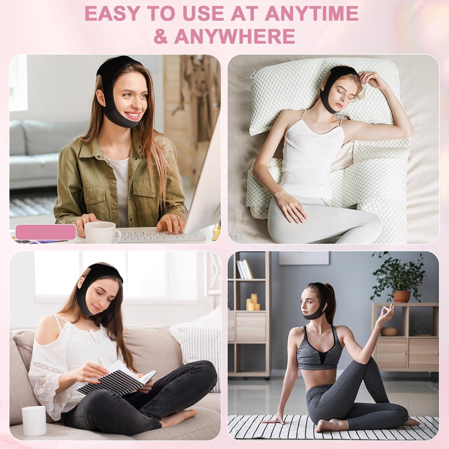 Correa para Barbilla Anti Ronquidos YZWONLY Negra Ajustable