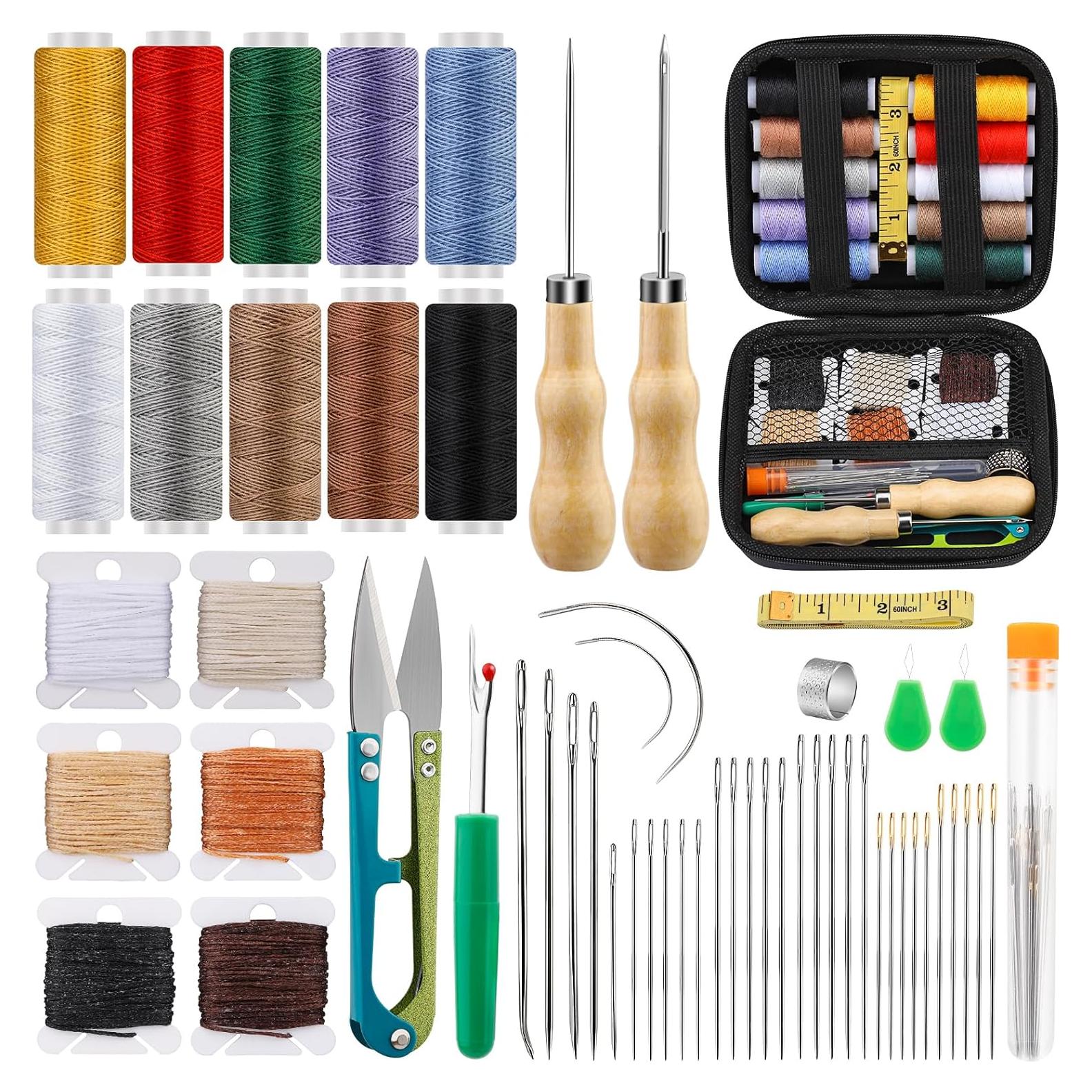 Kit de Costura de Cuero Tikjiua 59 Piezas con Hilo y Agujas