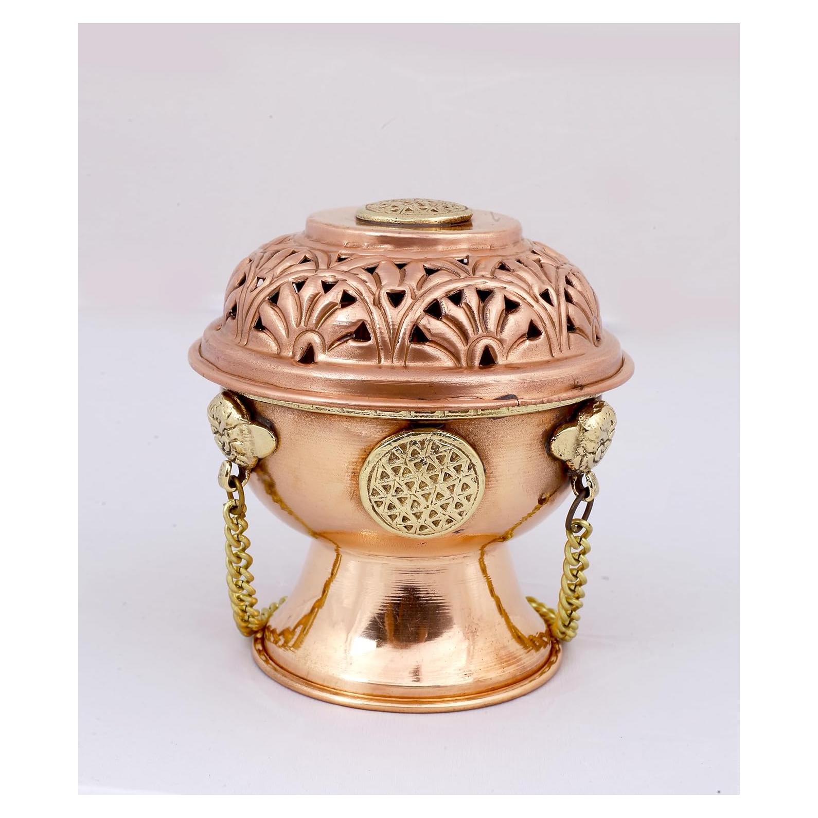 Soporte de Incienso de Cobre Indian Consigners con Cadena