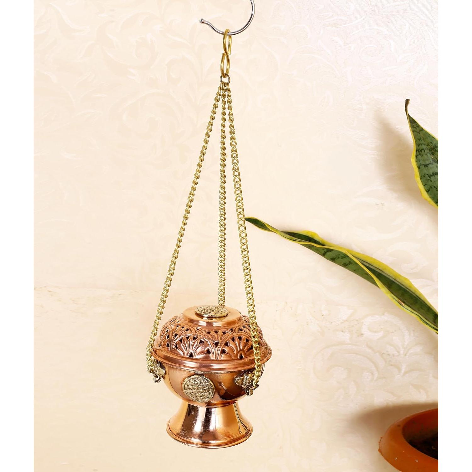 Soporte de Incienso de Cobre Indian Consigners con Cadena