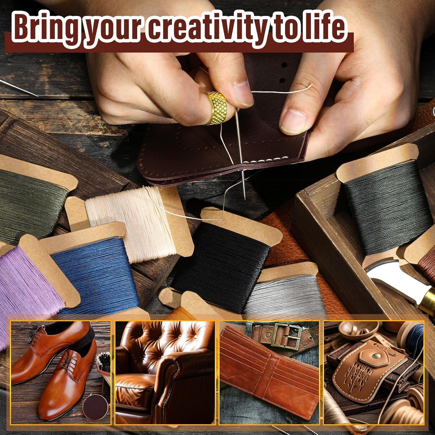 Kit de Costura de Tapicería KAQRHFT con Hilo Encera y Agujas