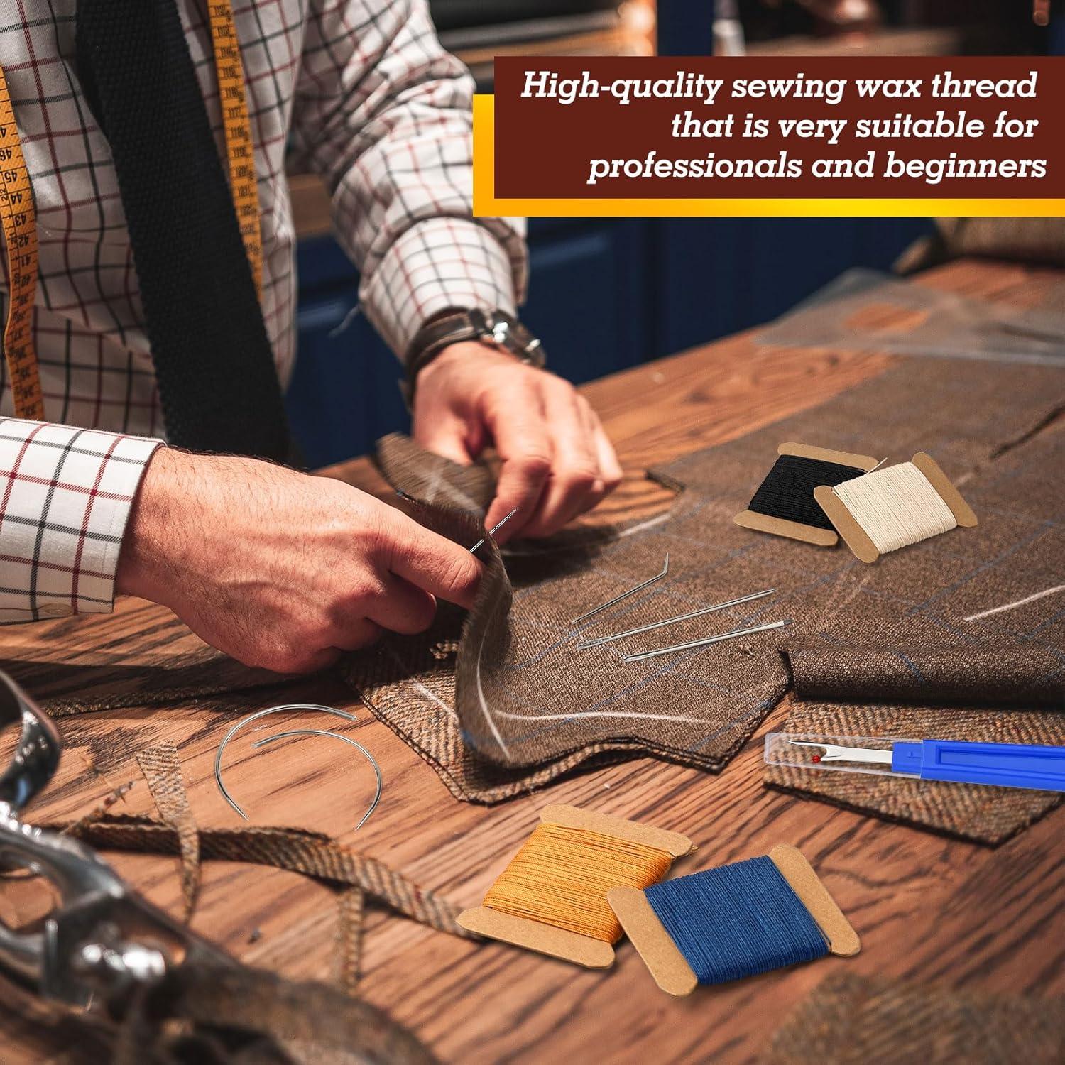 Kit de Costura de Tapicería KAQRHFT con Hilo Encera y Agujas