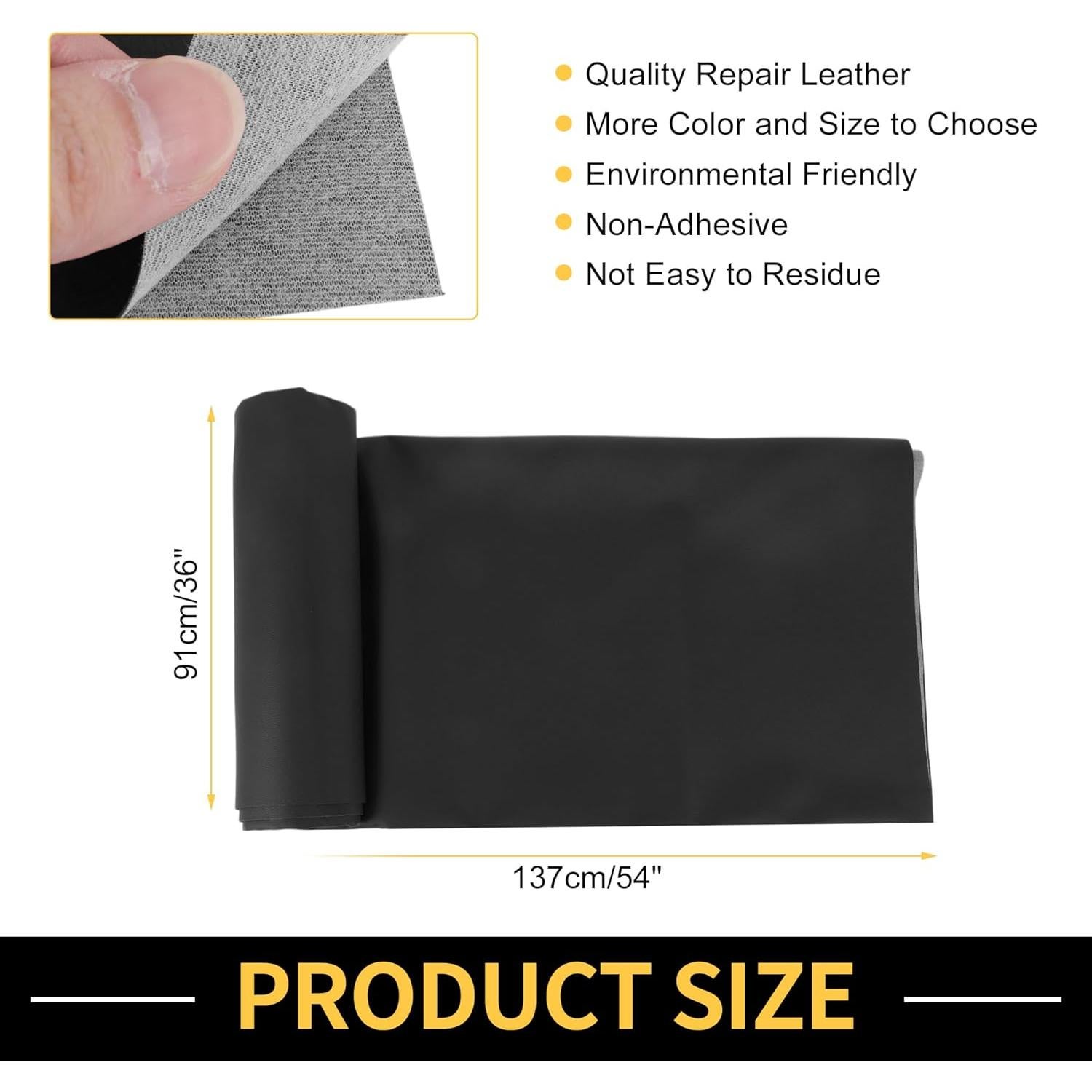 Parche de cuero negro 91x137 cm para reparación automotriz