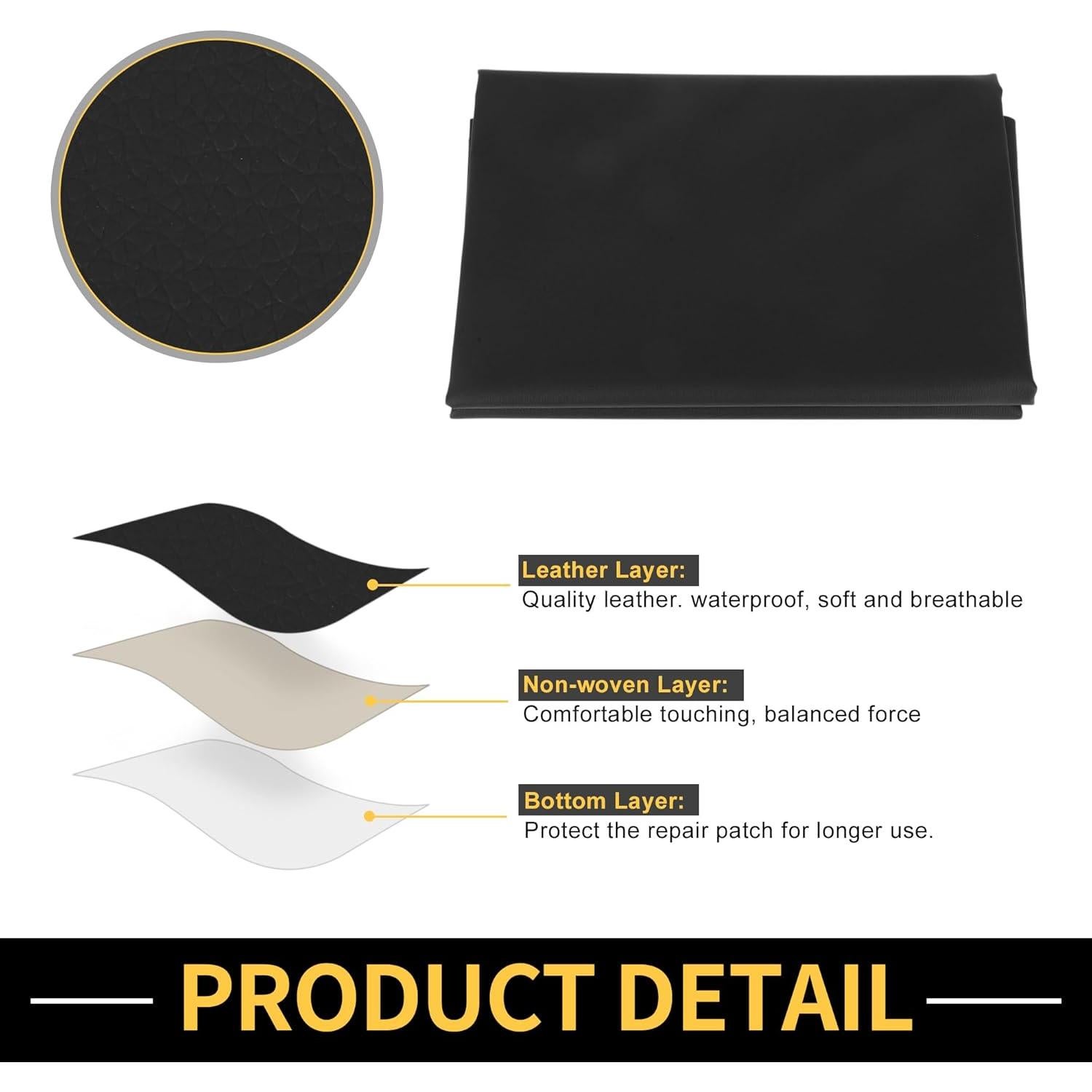 Parche de cuero negro 91x137 cm para reparación automotriz