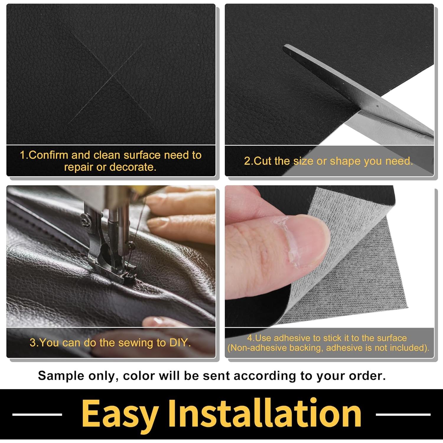 Parche de cuero negro 91x137 cm para reparación automotriz