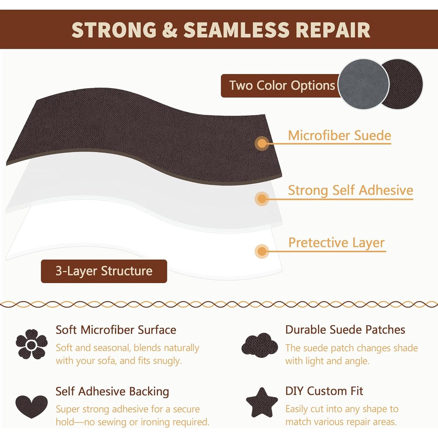 Parche de Reparación Autoadhesivo RYANER 10x15 cm Marrón Oscuro