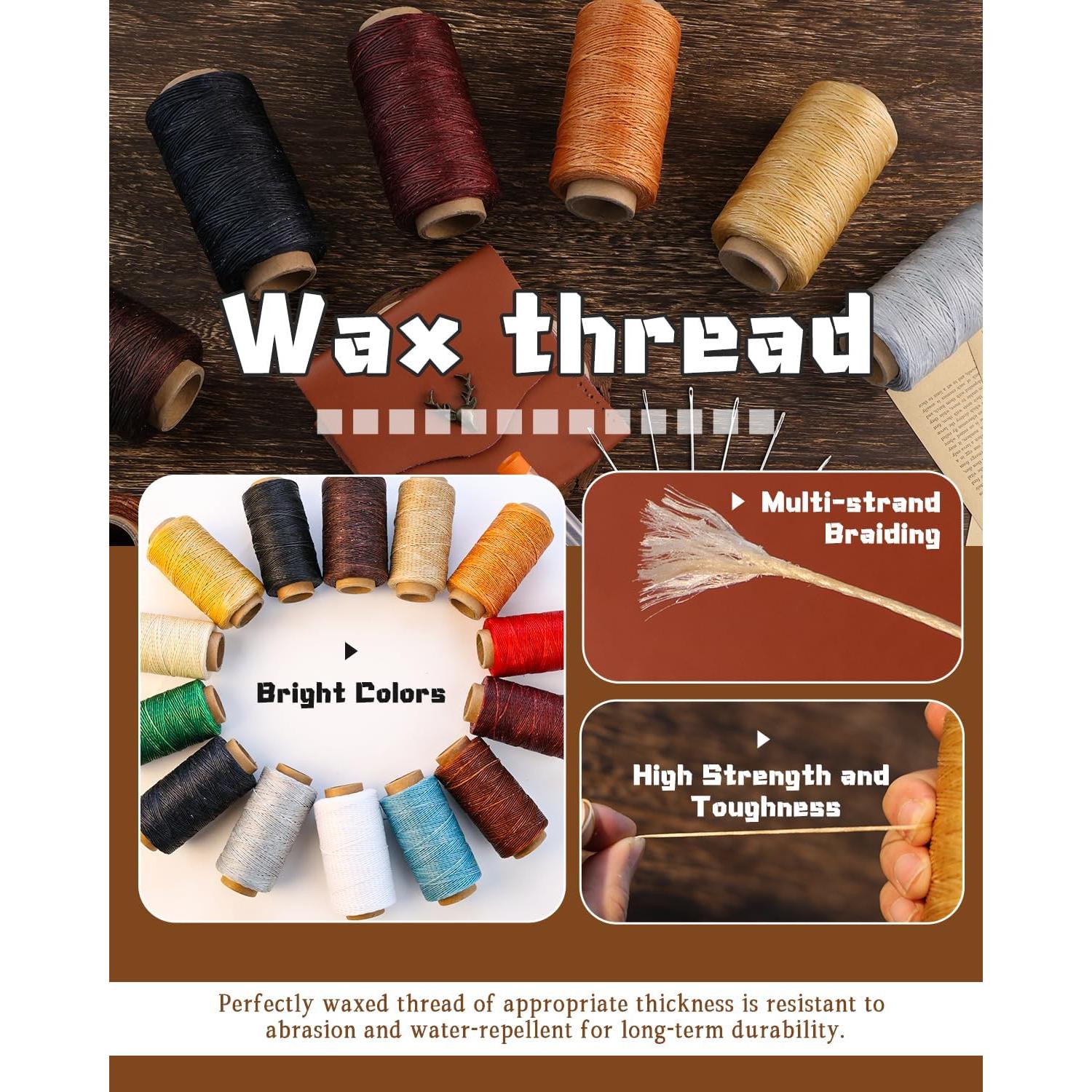 Hilo Encerado DIUDUS 199.6m + 9 Agujas de Coser para Cuero