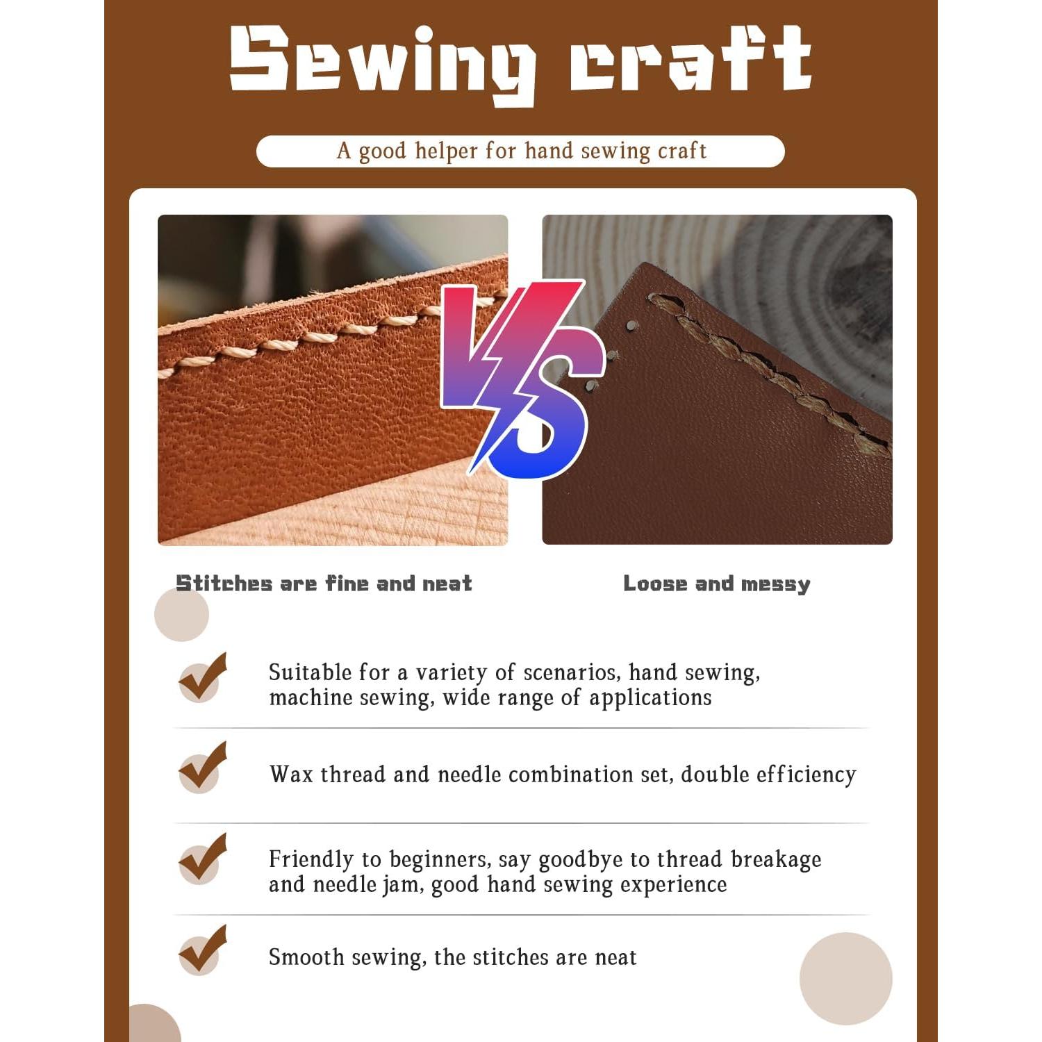 Hilo Encerado DIUDUS 199.6m + 9 Agujas de Coser para Cuero