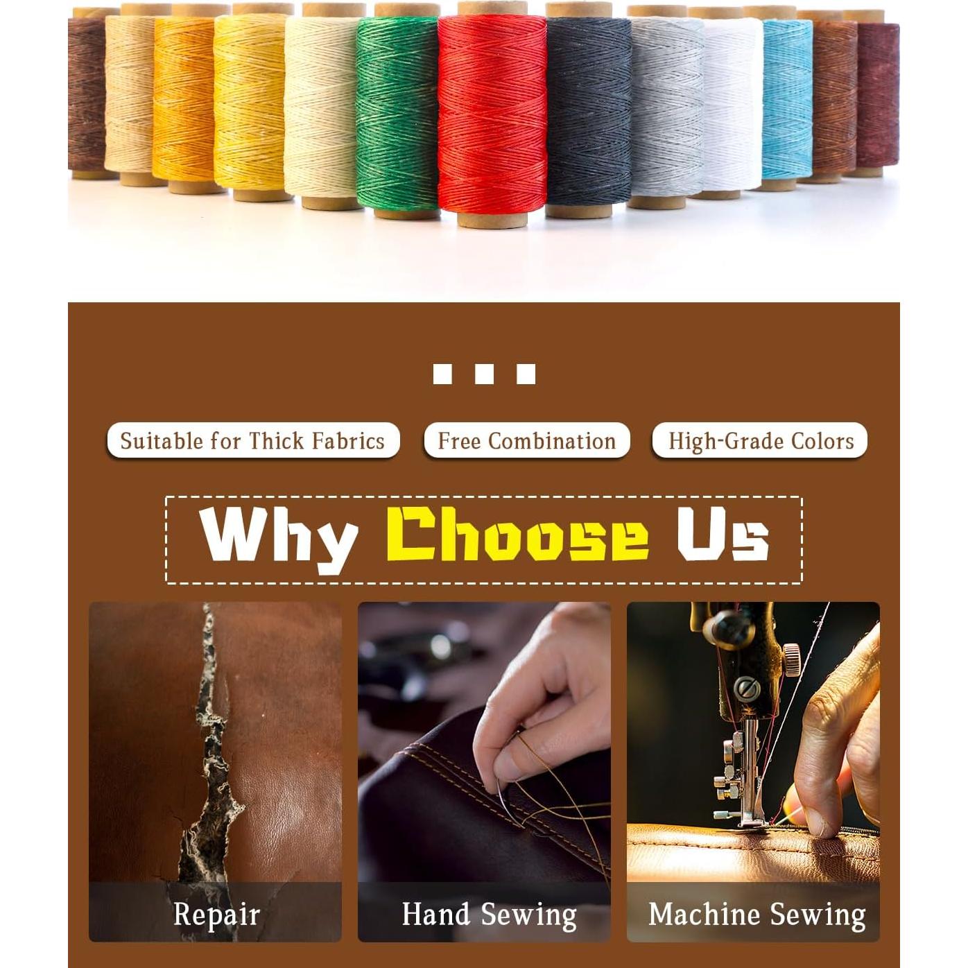 Hilo Encerado DIUDUS 199.6m + 9 Agujas de Coser para Cuero