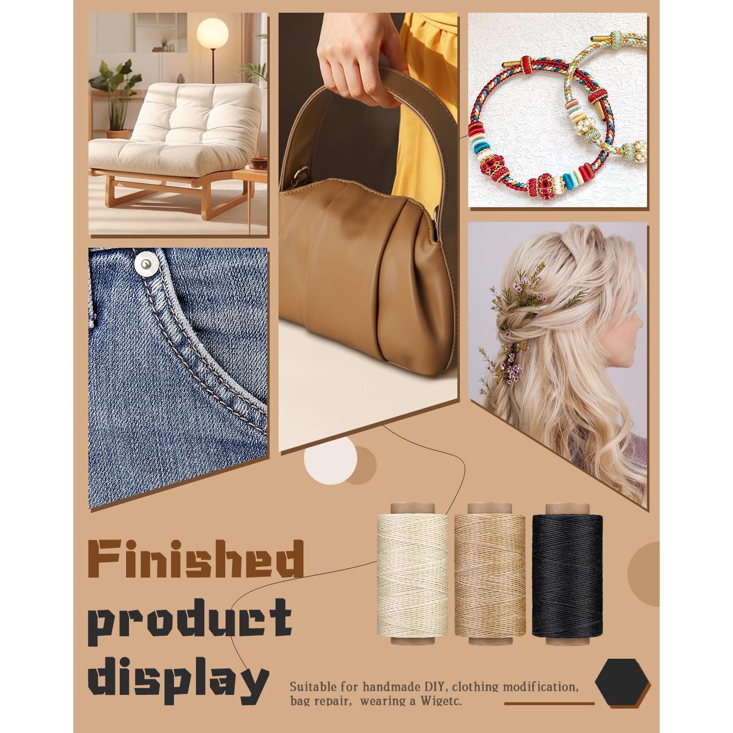 Hilo Encerado DIUDUS 199.6m + 9 Agujas de Coser para Cuero