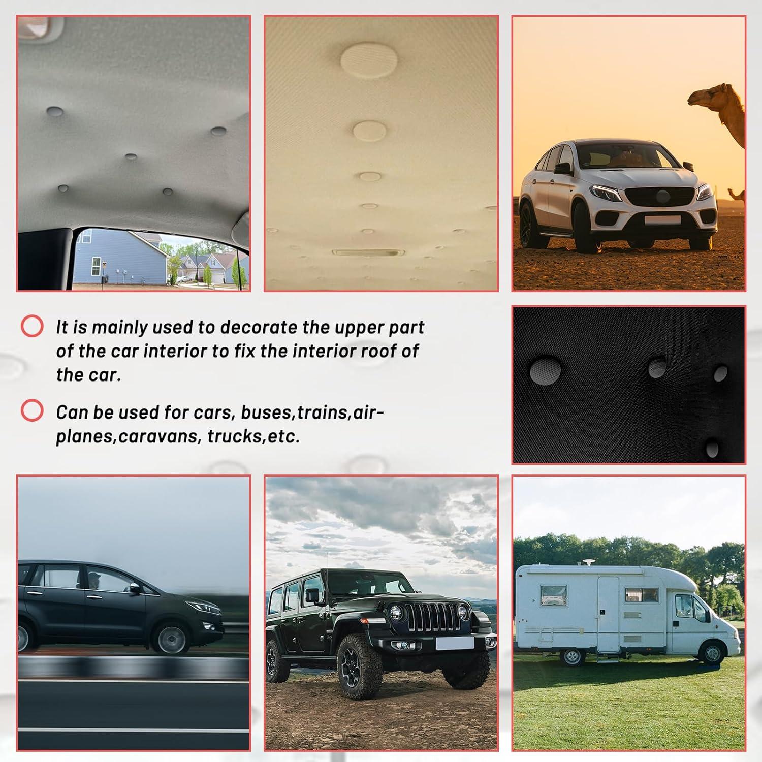 Kit de Reparación de Techo de Coche GOOSLA 65 Pcs Gris