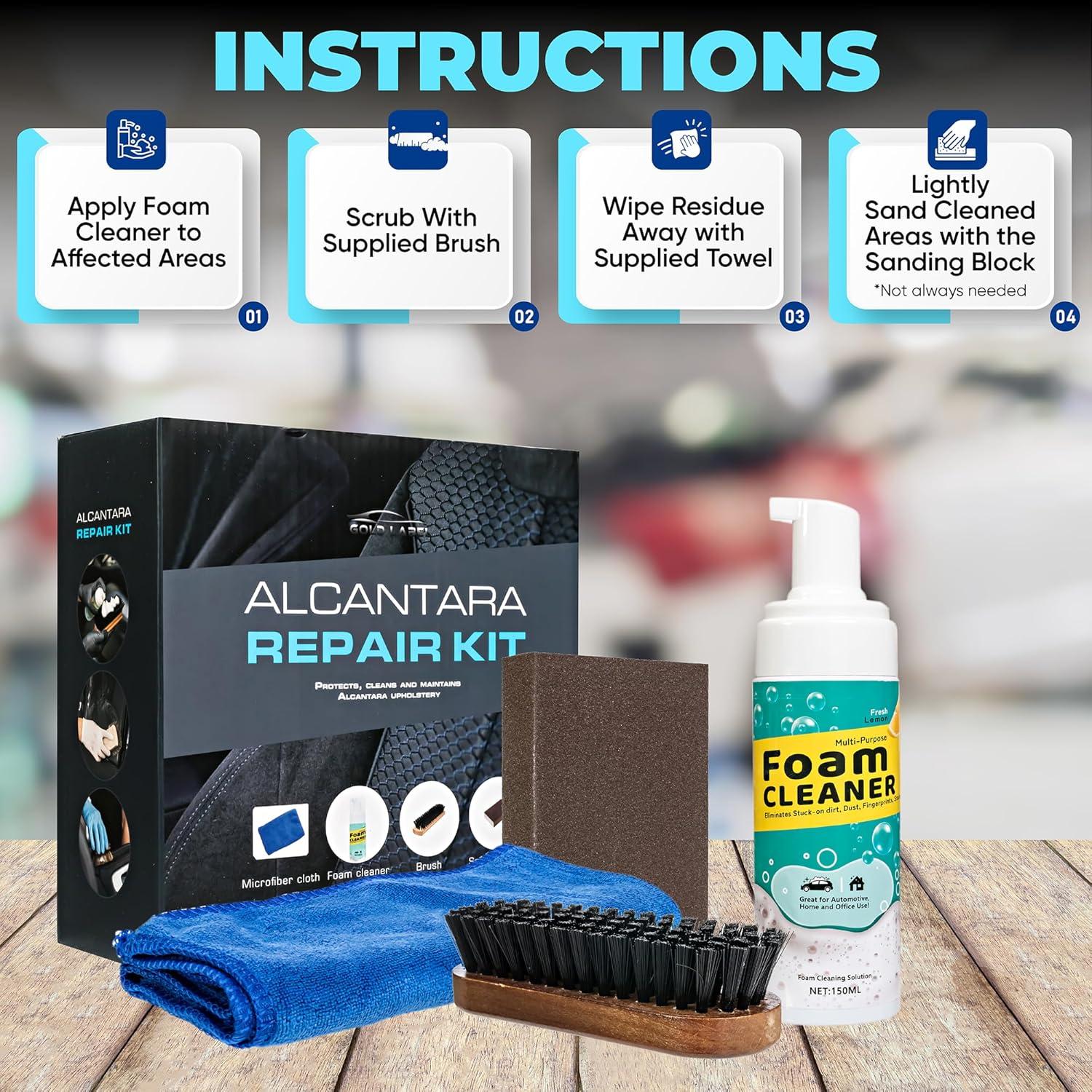 Kit de Limpieza Alcantara Gold Label - 5 Piezas para Autos