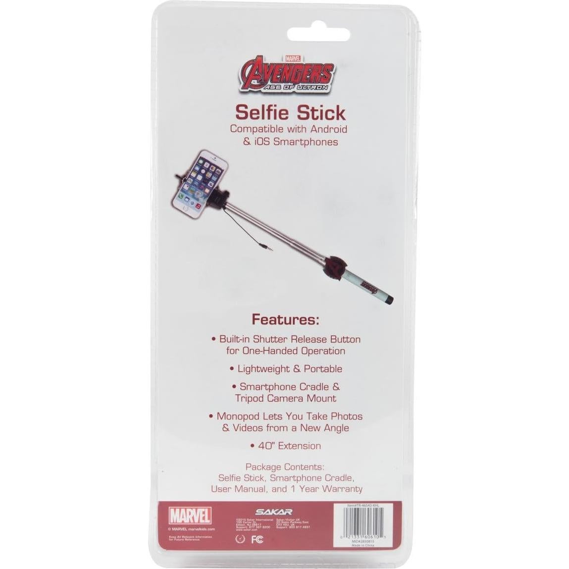 Palo de Selfie Sakar Avengers TR-46543 con Disparador Cableado