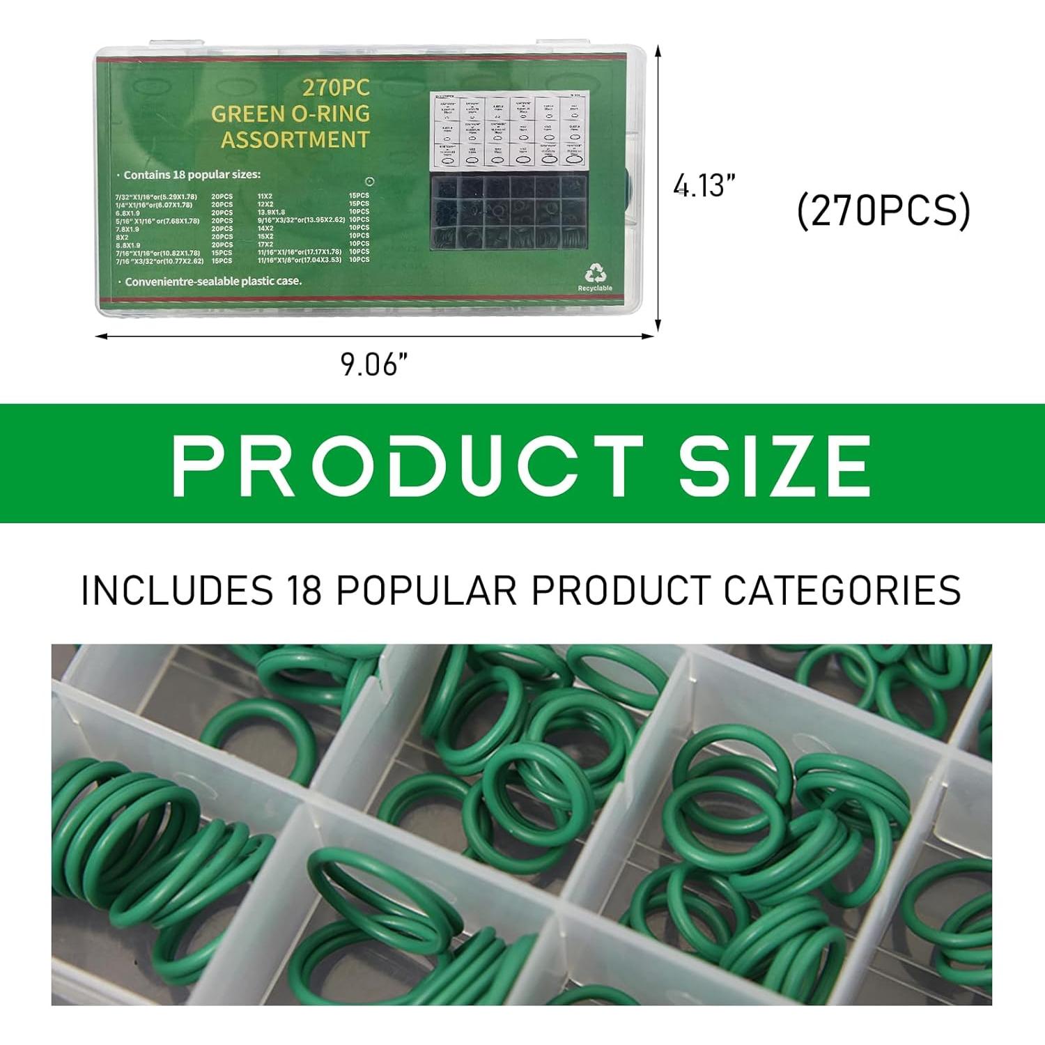 Kit de O-Ring 270 PCS Yourkar para Aire Acondicionado Autos