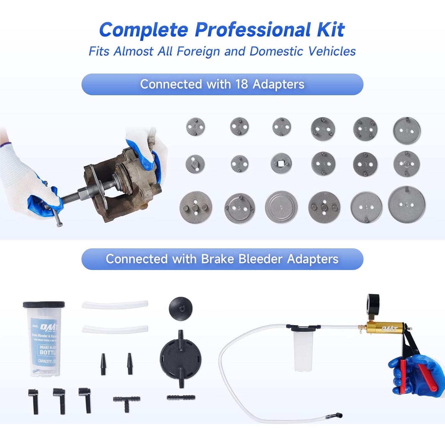 Kit de Herramientas de Freno Orion Motor Tech 2 en 1 - 18 Adaptadores