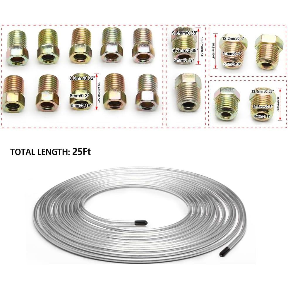 Kit de línea de freno IHOTDER 7.6m cobre zinc 16 accesorios
