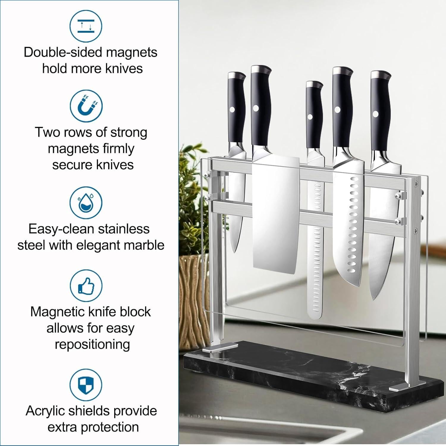 Soporte Magnético para Cuchillos YIIYIIN con Base de Mármol