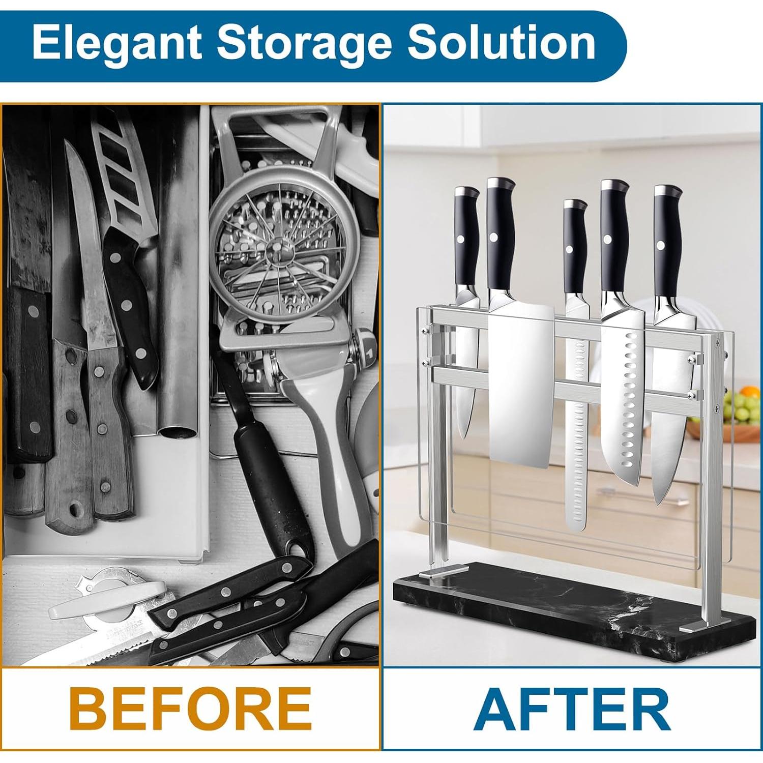 Soporte Magnético para Cuchillos YIIYIIN con Base de Mármol