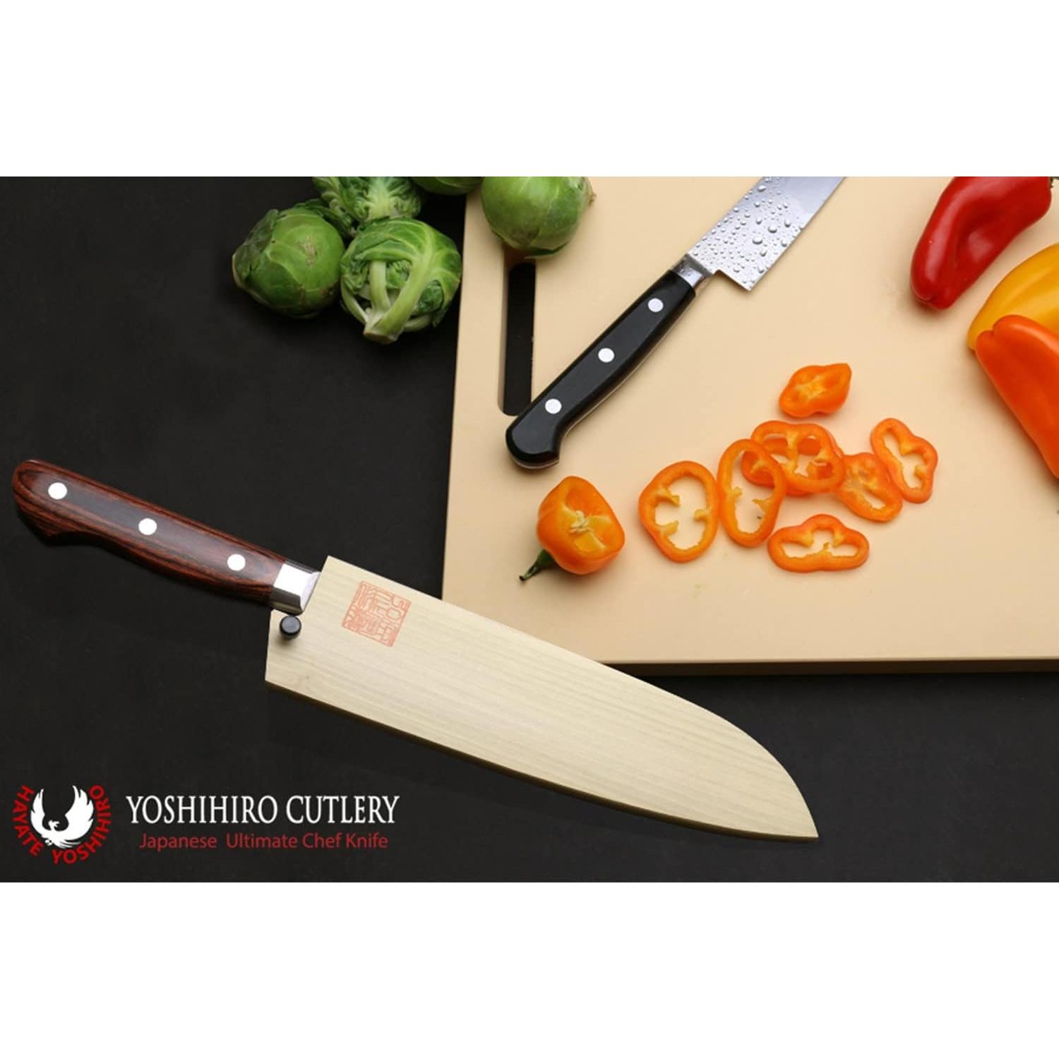 Cubierta Saya de Madera de Magnolia Yoshihiro para Cuchillo Santoku 180mm