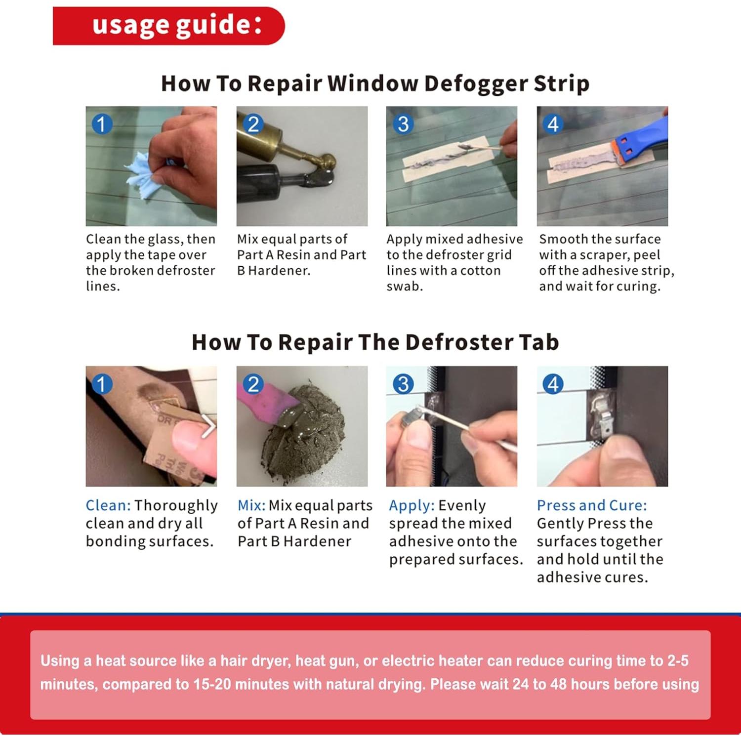 Kit de Reparación de Adhesión de Pestañas del Desempañador Beishiya