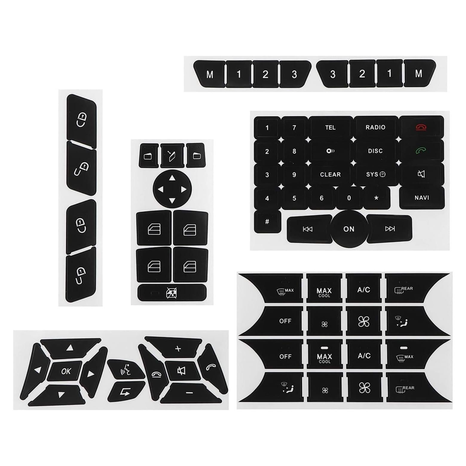 Kit Adhesivos Reparación Botones Mercedes Benz BIBAA Negro