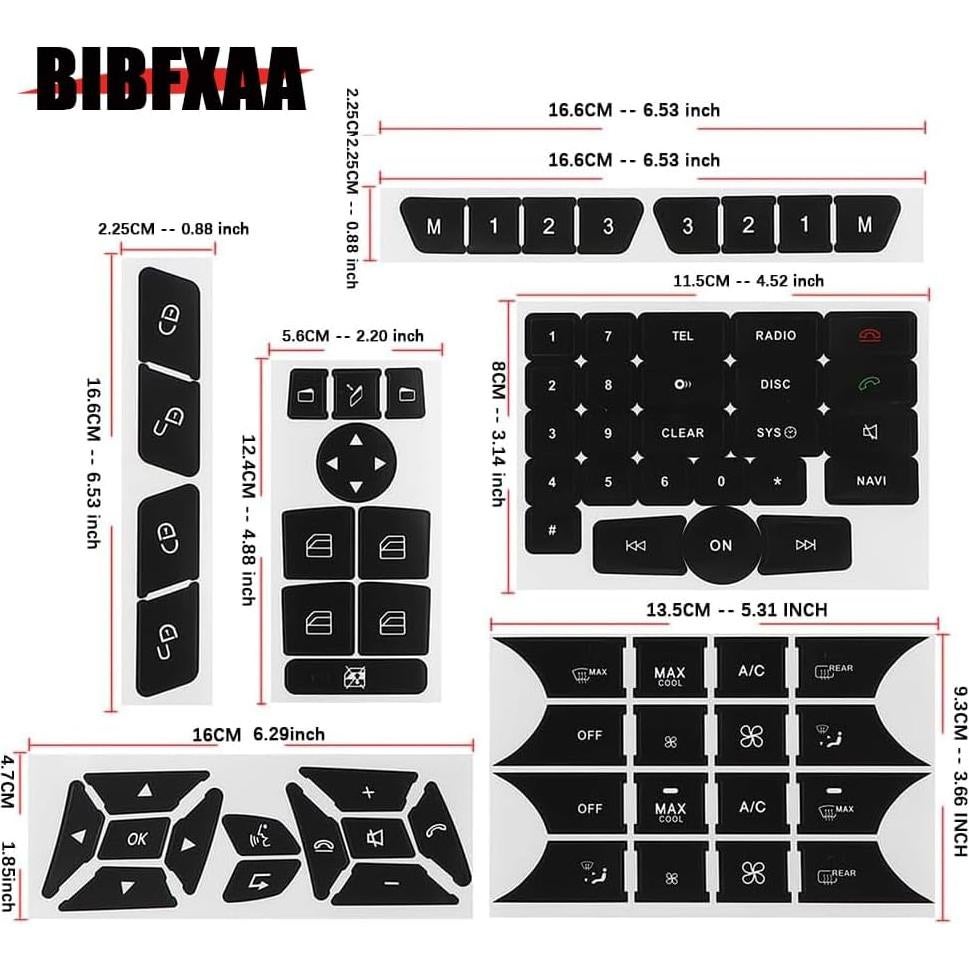 Kit Adhesivos Reparación Botones Mercedes Benz BIBAA Negro