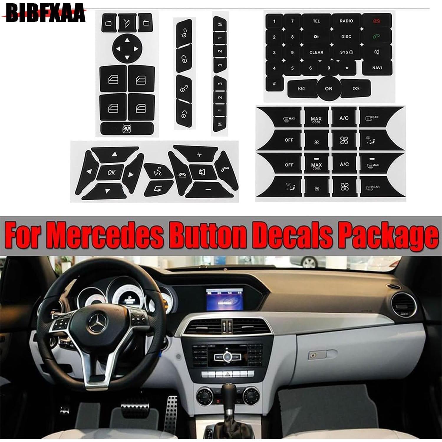 Kit Adhesivos Reparación Botones Mercedes Benz BIBAA Negro